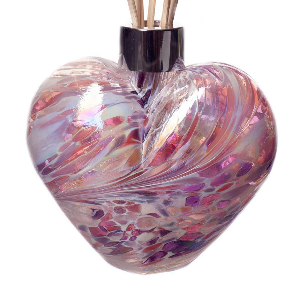 Amelia Art Glass White, Pink, Violet Crackled Heart Reed Diffuser Extra Image 1